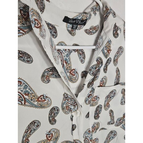 Velvet Heart Button Down Long Sleeve Paisley Long Sleeve Blouses Size XS - Picture 2 of 7